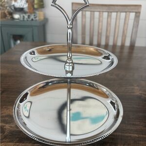 Vintage Kromex Silver Tone Two-Tier Serving Tray